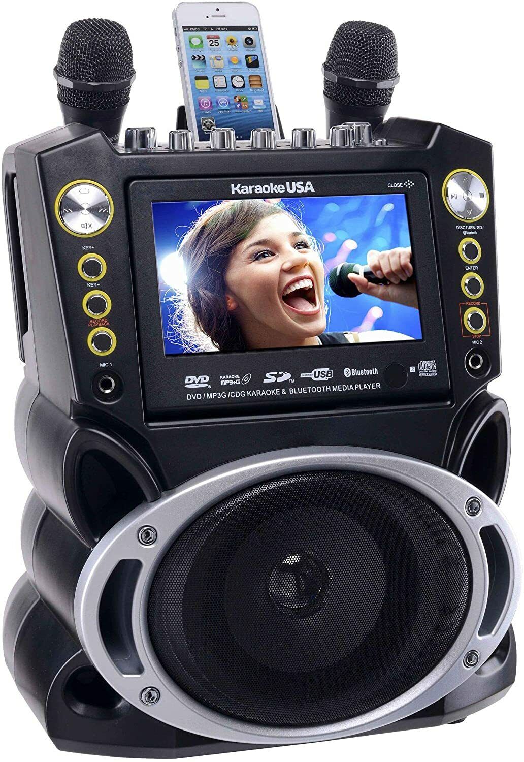Portable Karaoke Machine with Bluetooth & 2 Microphones