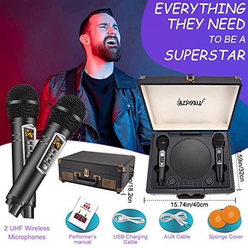 ALPOWL Portable Bluetooth Karaoke Machine with Microphones