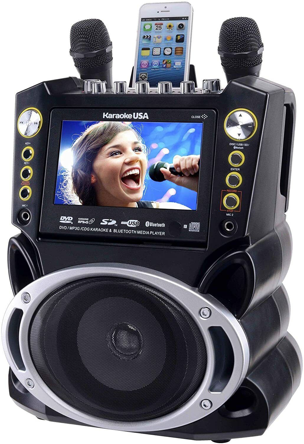 Portable Karaoke Machine with Bluetooth & 2 Microphones