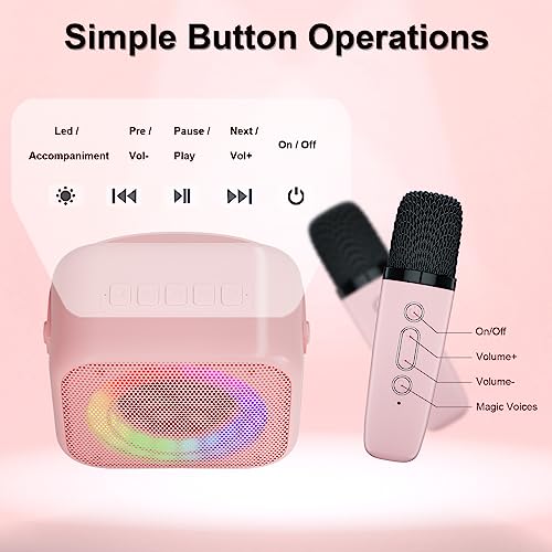 Karaoke Machine for Kids with Lights & Mics