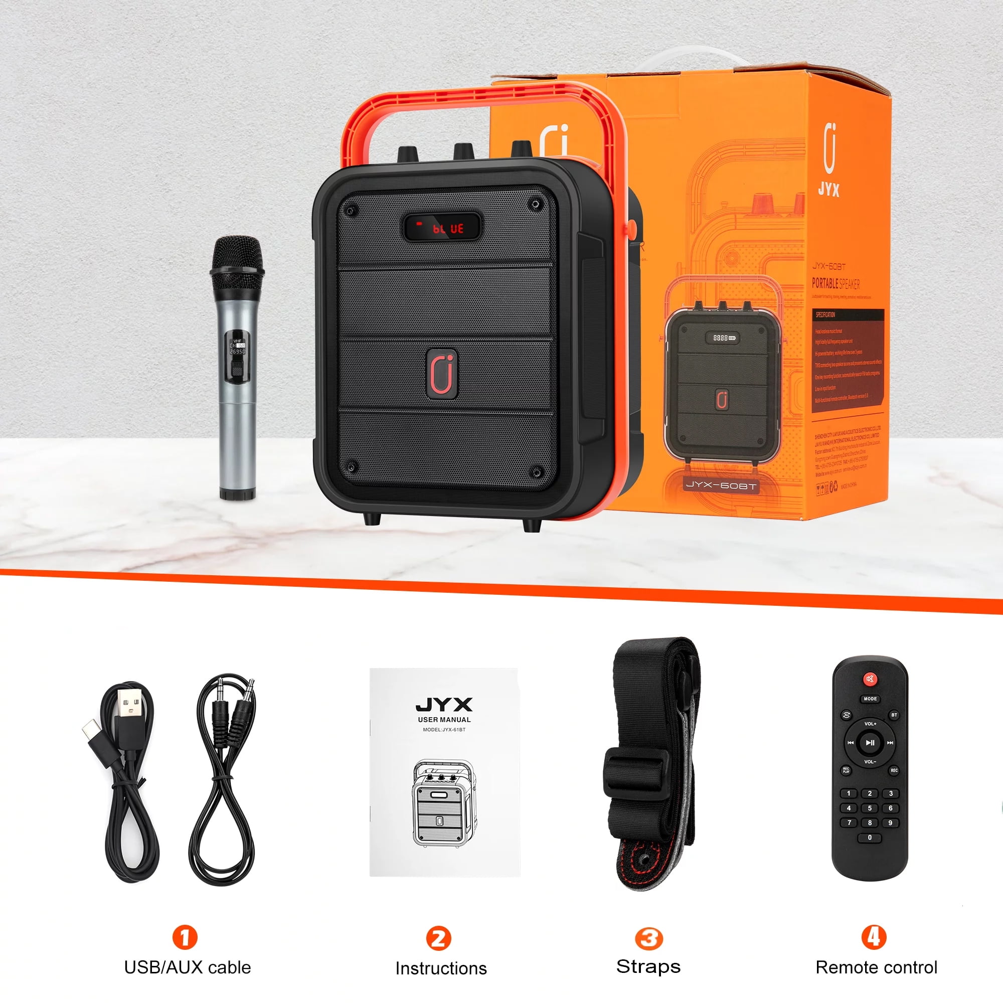 JYX Portable Bluetooth Karaoke System with Microphone