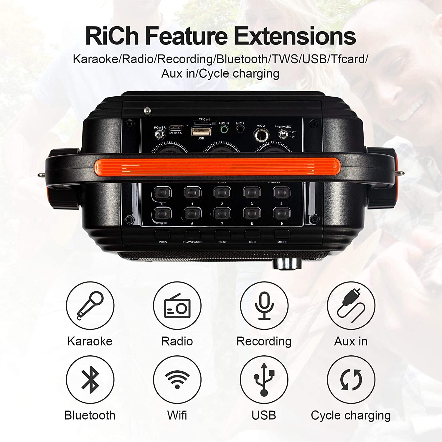 JYX Karaoke Machine with 2 Wireless Microphones
