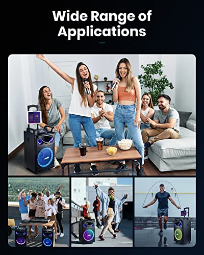 Portable Karaoke System with Bluetooth and Microphones