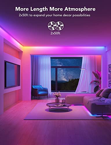 Smart 100ft LED Strip Lights with Music Sync