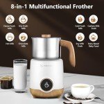AMZCHEF 8-IN-1 Milk Frother & Steamer 550W
