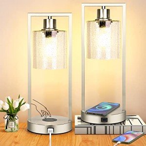 Set of 2 Silver Touch Control Table Lamps