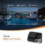 70mai 4K Dual Dash Cam with Night Vision