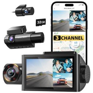 WOLFBOX i07 3-Channel Dashcam with WiFi and GPS