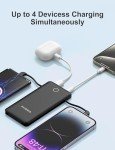 Slim 10,000mAh Portable Charger with Built-in Cables