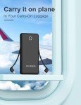 Slim 10,000mAh Portable Charger with Built-in Cables