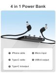 Slim 10,000mAh Portable Charger with Built-in Cables