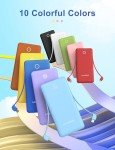 Slim 10,000mAh Portable Charger with Built-in Cables