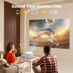 JABER 1080P WiFi 6 Bluetooth Outdoor Projector