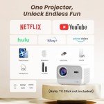 JABER 1080P WiFi 6 Bluetooth Outdoor Projector