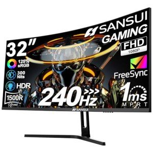 SANSUI 32" Curved 240Hz Gaming Monitor 1080P