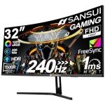 SANSUI 32" Curved 240Hz Gaming Monitor 1080P