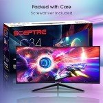 Sceptre 34" Curved WQHD Gaming Monitor 165Hz