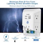 5-Outlet Surge Protector with 4 USB Ports