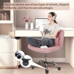 Comfy Pink Swivel Chair with Wheels and Lumbar Support