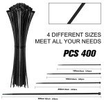 400 Black Cable Ties in Various Sizes