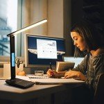 LAOPAO LED Desk Lamp with Wireless Charger & Clock