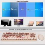 Retro Wireless Keyboard and Mouse Set - Milk Tea