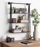 Rustic Three-Tier Wall Shelf - Modern Farmhouse Decor