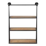 Rustic Three-Tier Wall Shelf - Modern Farmhouse Decor