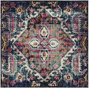 Boho Chic Blue & Fuchsia 6'7" Square Rug