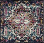Boho Chic Blue & Fuchsia 6'7" Square Rug