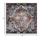 Boho Chic Blue & Fuchsia 6'7" Square Rug