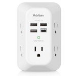Addtam 5-Outlet Surge Protector with 4 USB Ports