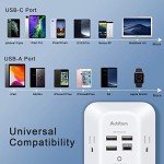 Addtam 5-Outlet Surge Protector with 4 USB Ports
