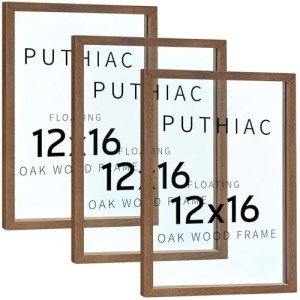 Floating Picture Frames Set of 3 - Oak Wood
