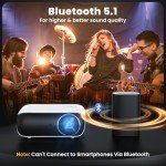 HAPPRUN 1080P Bluetooth Mini Projector for Home