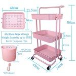 Piowio 3-Tier Rolling Utility Cart with Hooks