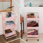 Piowio 3-Tier Rolling Utility Cart with Hooks