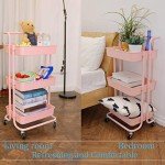 Piowio 3-Tier Rolling Utility Cart with Hooks