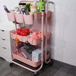 Piowio 3-Tier Rolling Utility Cart with Hooks