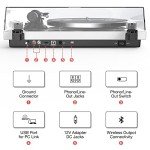 Wireless Turntable with USB Recording and Bluetooth