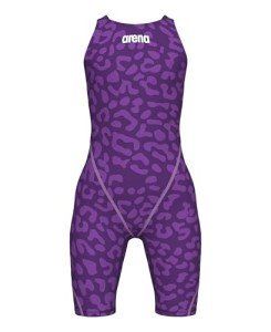 Arena Girls' Open Back Racing Tech Suit - Leopard Violet