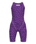 Arena Girls' Open Back Racing Tech Suit - Leopard Violet