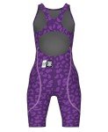 Arena Girls' Open Back Racing Tech Suit - Leopard Violet
