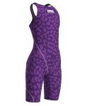Arena Girls' Open Back Racing Tech Suit - Leopard Violet