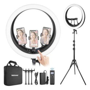 NEEWER 19" Ring Light with Stand and Phone Holders