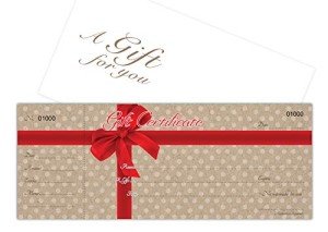 Red Ribbon Dot Gift Certificates with Envelopes - 25 Pack