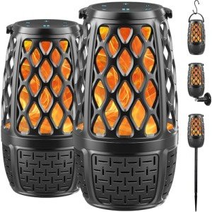 Outdoor Bluetooth Speakers with Flame Light - 2 Pack