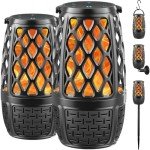 Outdoor Bluetooth Speakers with Flame Light - 2 Pack