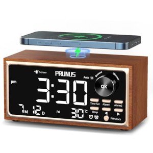 Retro Alarm Clock Radio with Wireless Charging