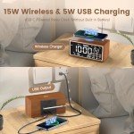 Retro Alarm Clock Radio with Wireless Charging
